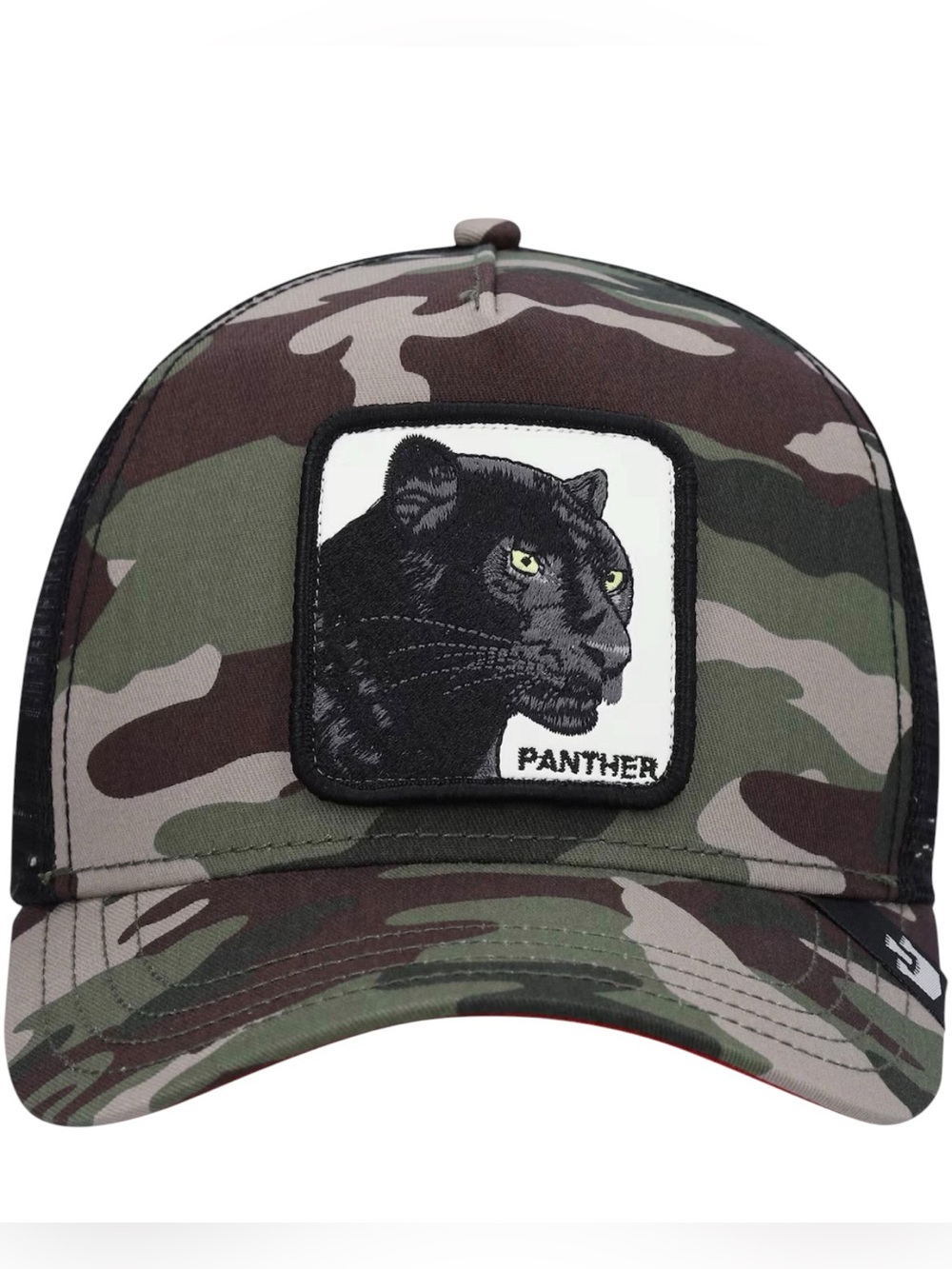 New Goorin Bros Black Panther Embroidered Patch Snap Back Camo Print Trucker Hat